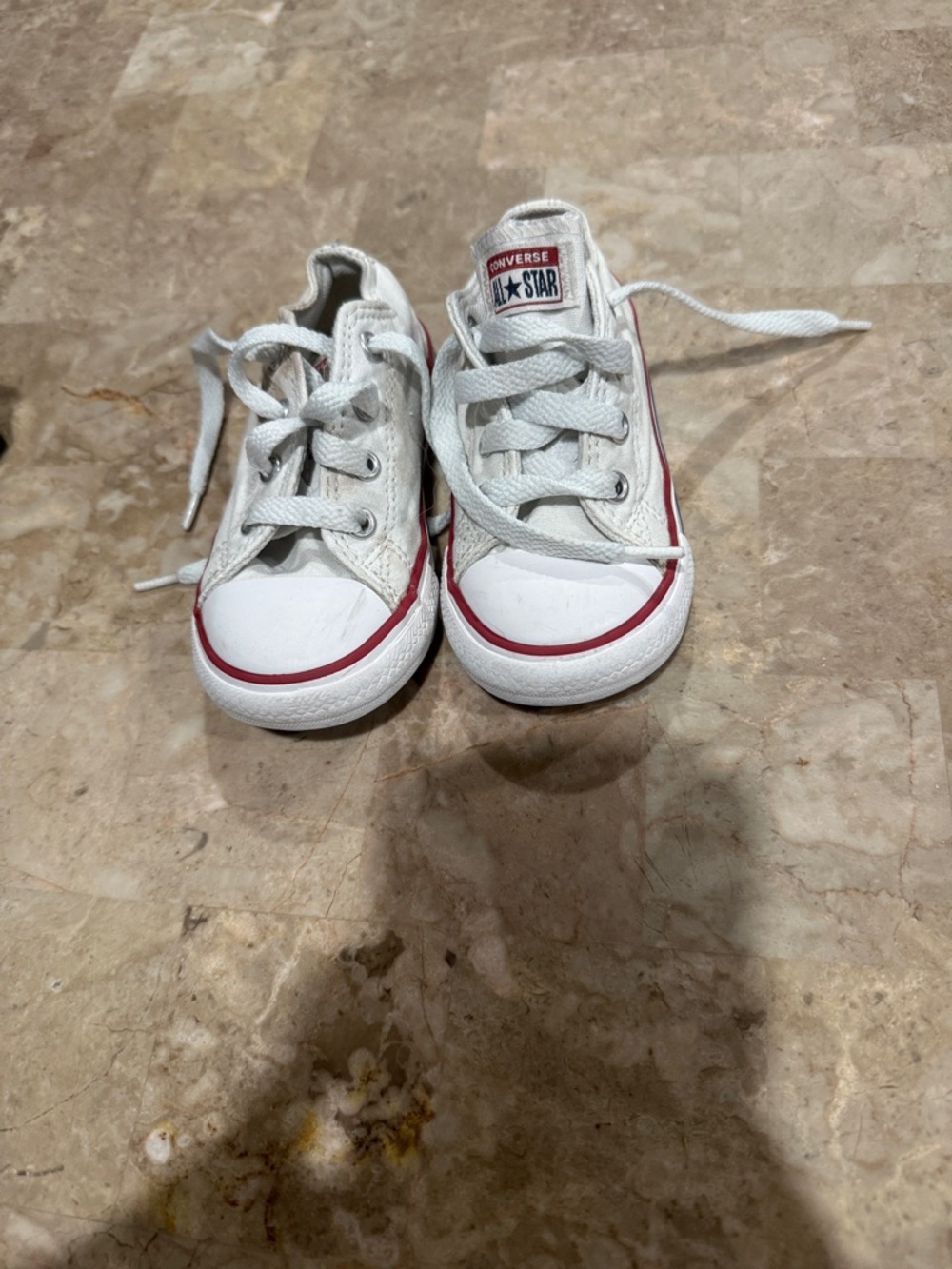 Converse Kids White Canvas Sneakers with Red Trim